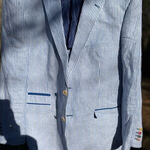 Inserch Men Linen Roral Striped Blazer Sport coat.